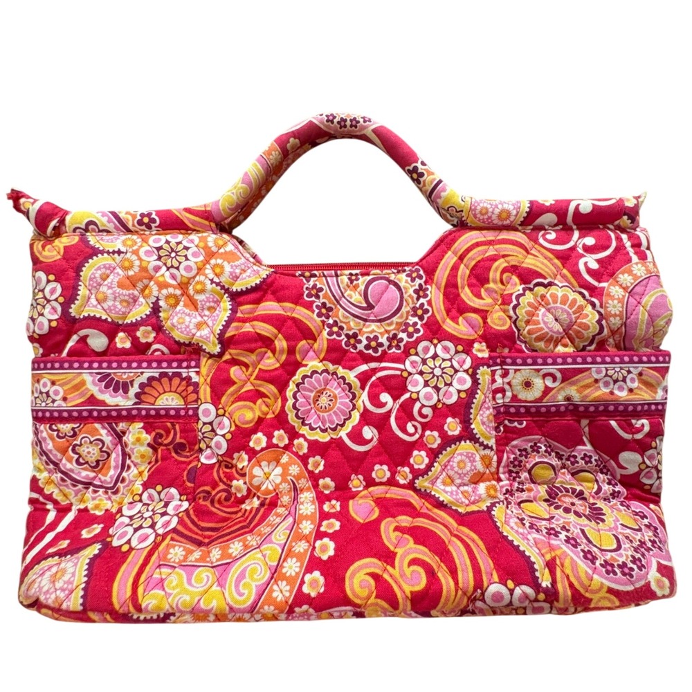 Vera Bradley‎ Quilted Handbag Women Raspberry Fizz Pink Orange Paisley Excellent